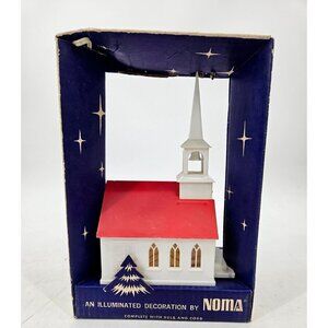 Vintage Noma Illuminated Plastic Church with Bulb and Cord 1515